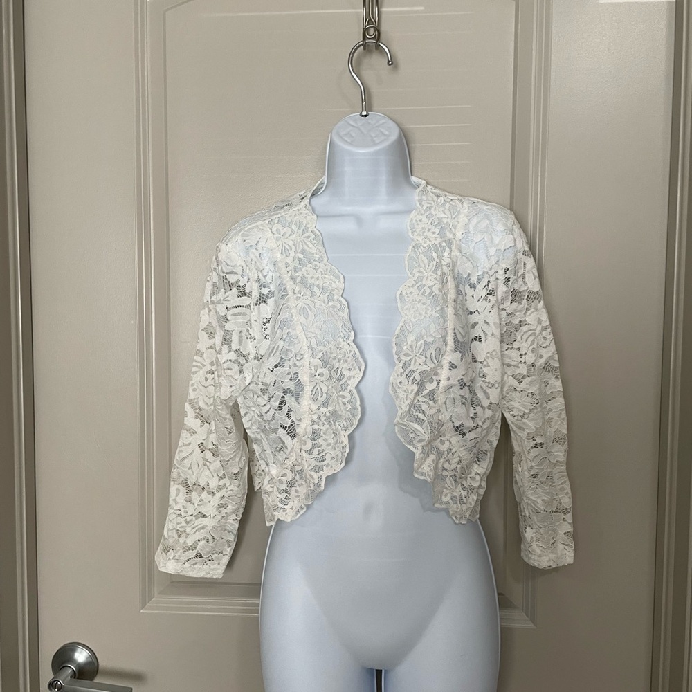 Allegra K Elegant White Lace Blouse